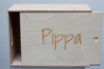 Gepersonaliseerd houten kistje met schuifdeksel